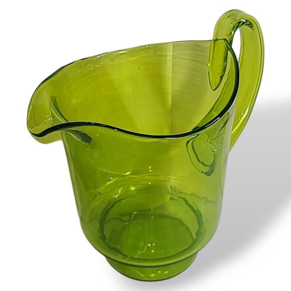 Vintage Blenko #7015s Olive Green Glass Pitcher - Picture 7 of 16